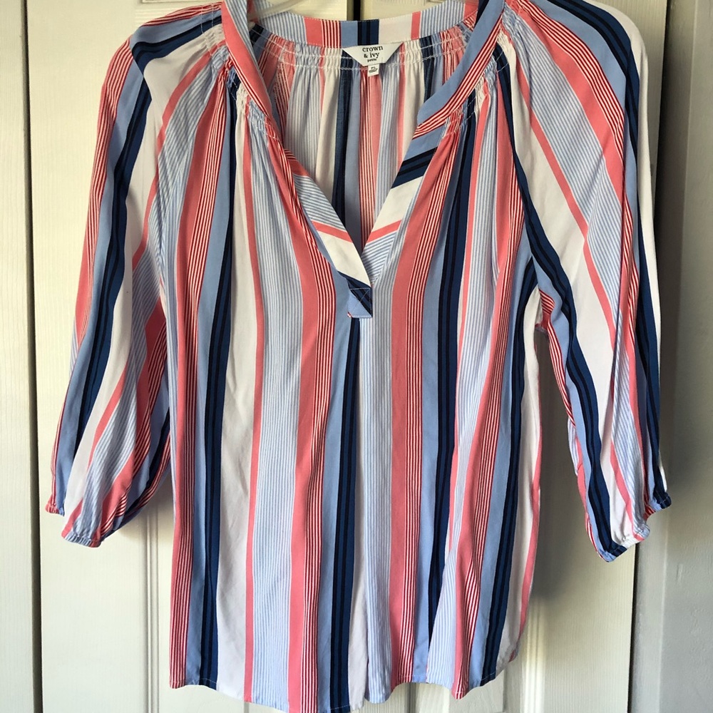 Crown & Ivy v-neck stripper blouse.